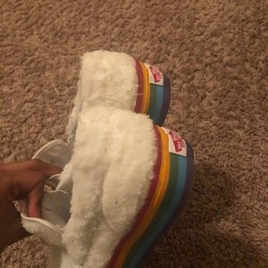rainbow slip on vans like new